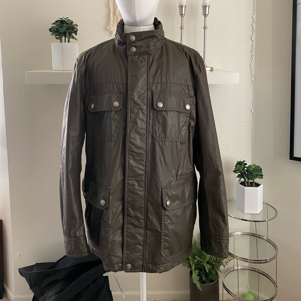 Men’s Coach leather military jacket in size Large